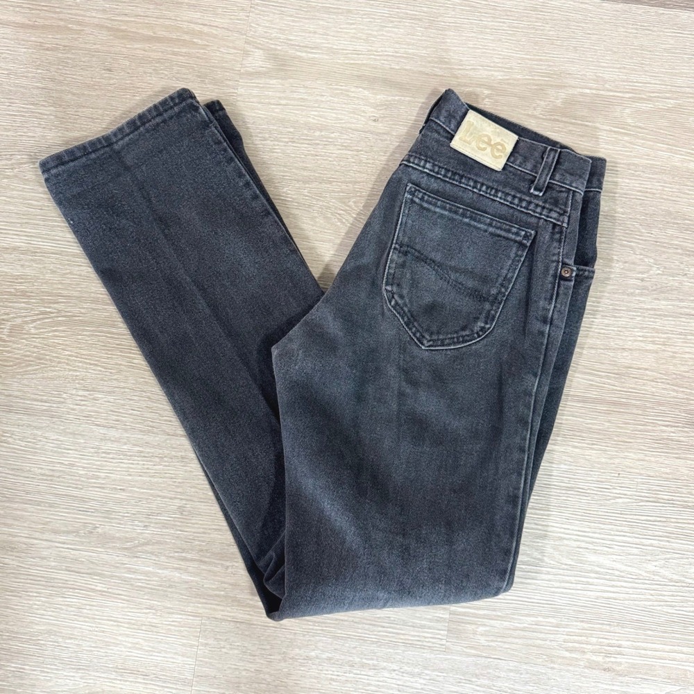 Lee Jeans‎ Mens 30x34 Black Vintage USA Straight Leg High Rise Faded Denim